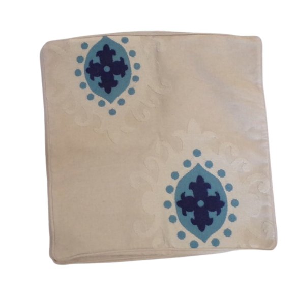 Throw Pillow Cover's Blue and Cream Design 18" x 18"  3172 - Picture 2 of 5